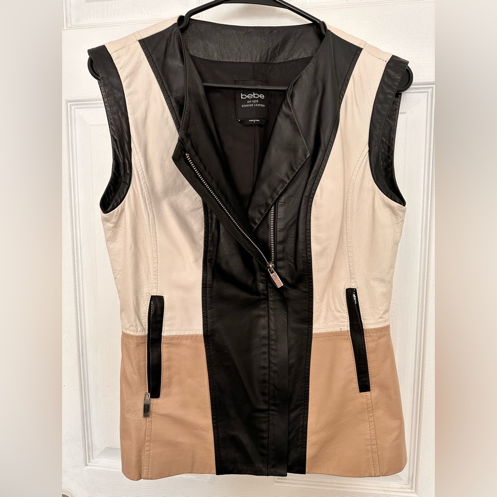 Bebe colorblock leather vest S